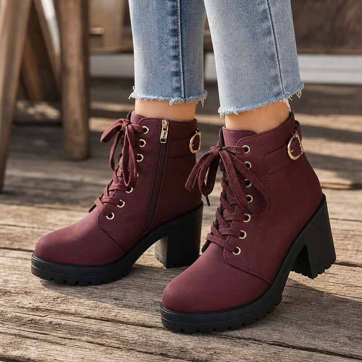 Stridewell – Buckle Lace-Up Chunky Platform Ankle Boots