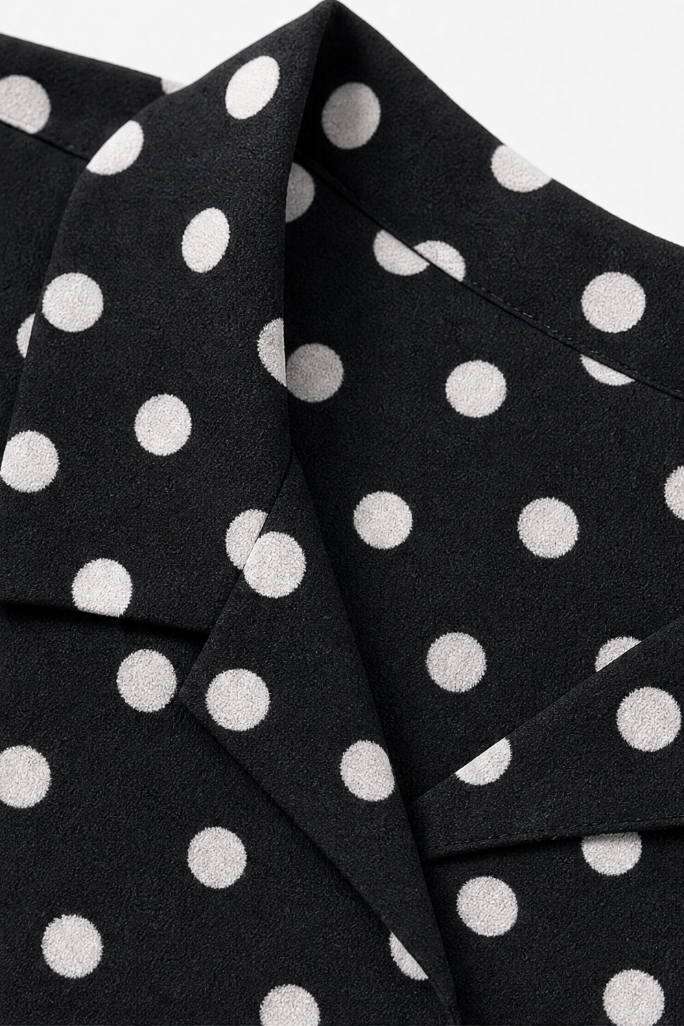 Wearbella – Polka Dot Lapel Long Sleeve Blouse