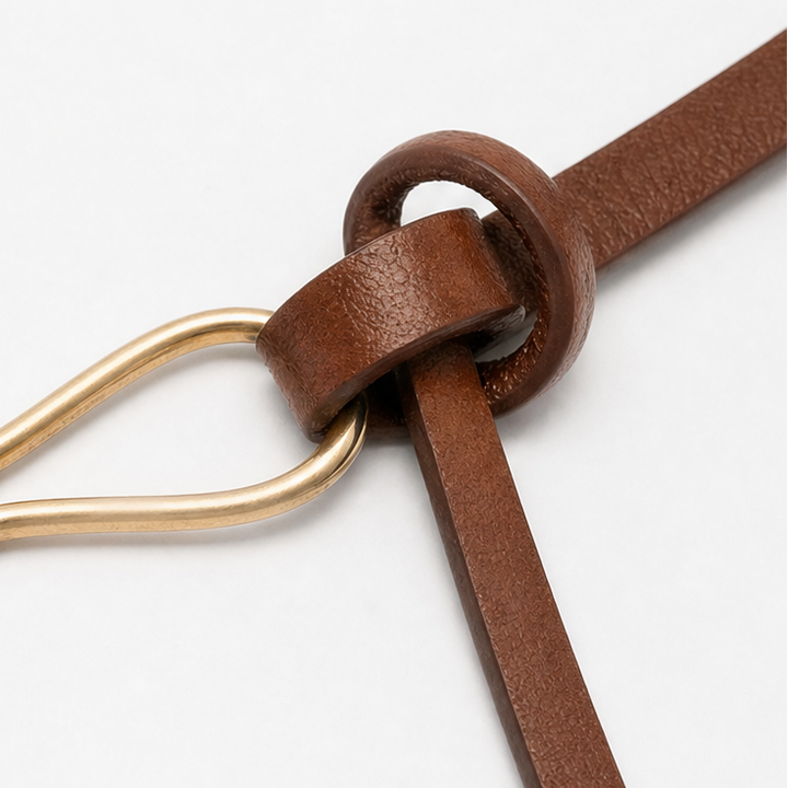 Wearbella – Sculptural Hook Buckle Slim Leather Belt