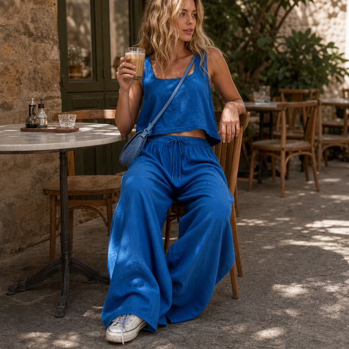 Crinklewear – Crinkle Cami And Wide-Leg Pants Set