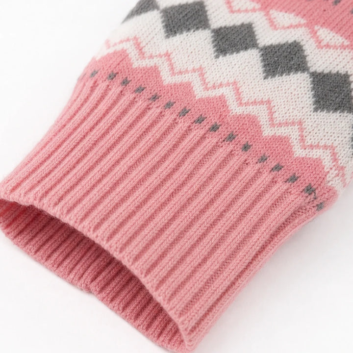 Jacquard Haven – Pink Patterned Knit Jacket