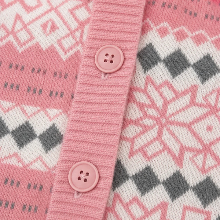 Jacquard Haven – Pink Patterned Knit Jacket