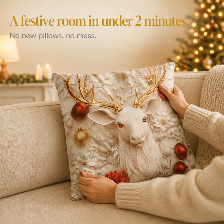 Hearthglow – Textured Linen Christmas Pillow Cover