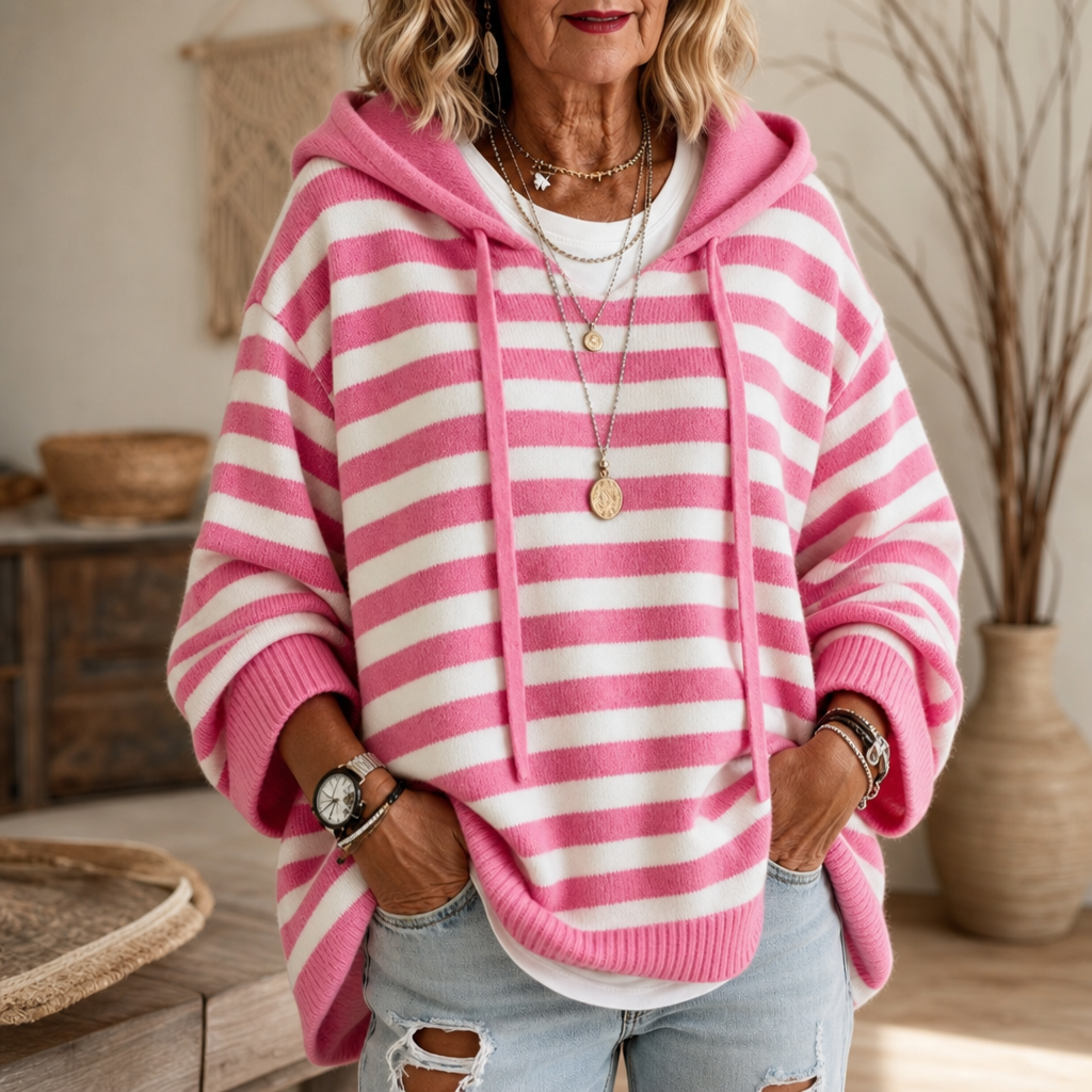 Wearbella – Oversized Striped Hooded Sweater