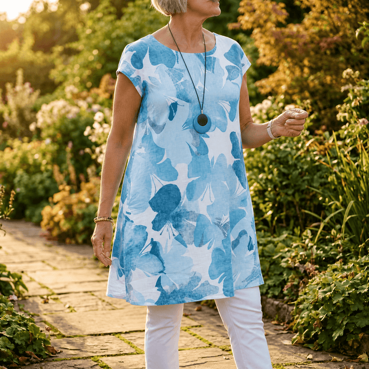 Florella – Watercolor Floral Summer Dress blue
