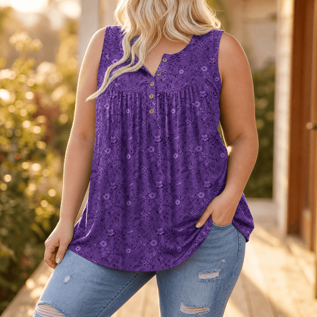 Florelle – Flowy Sleeveless Summer Top Purple / S