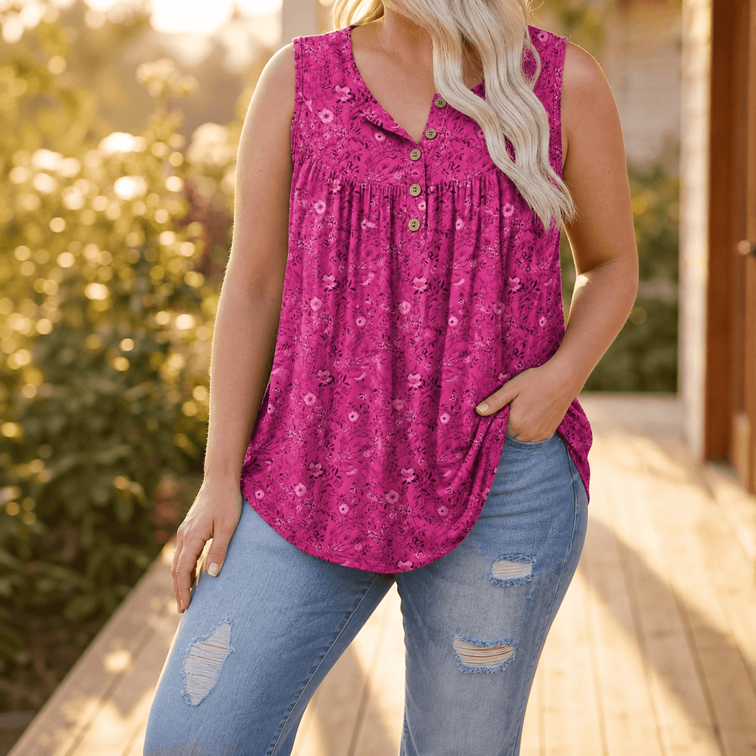 Florelle – Flowy Sleeveless Summer Top Rose Red / S
