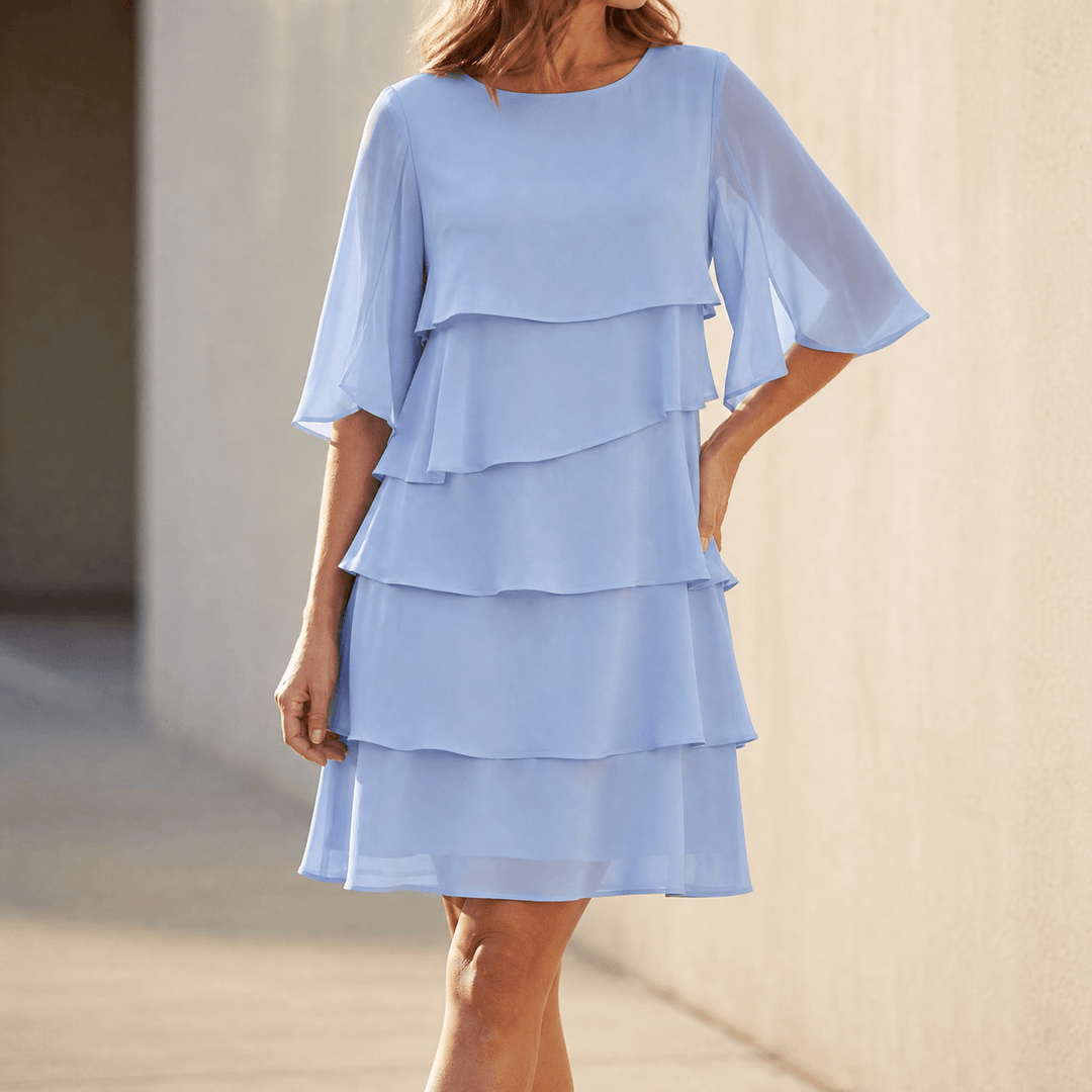 Florelle – Women's Layered Ruffle Dress Light Blue