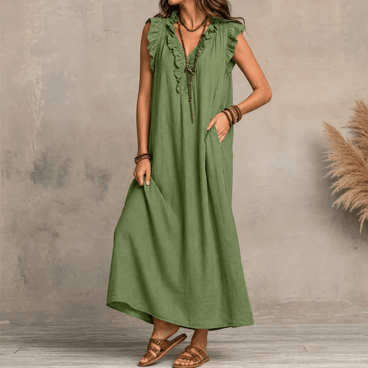 Florenza – Effortless Maxi with Pockets Sage Green