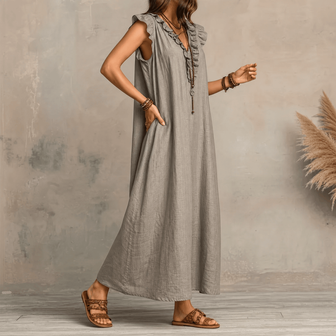 Florenza – Effortless Maxi with Pockets Stone Grey
