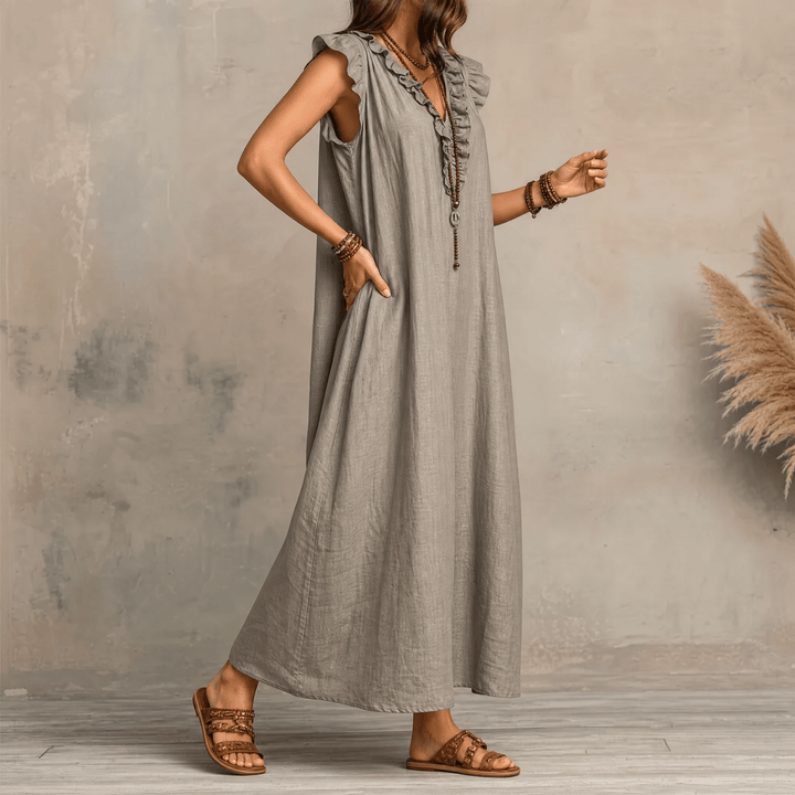 Florenza – Effortless Maxi with Pockets Stone Grey