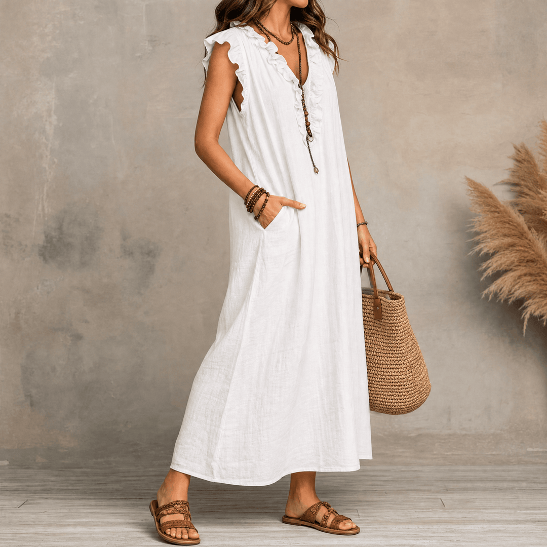 Florenza – Effortless Maxi with Pockets White
