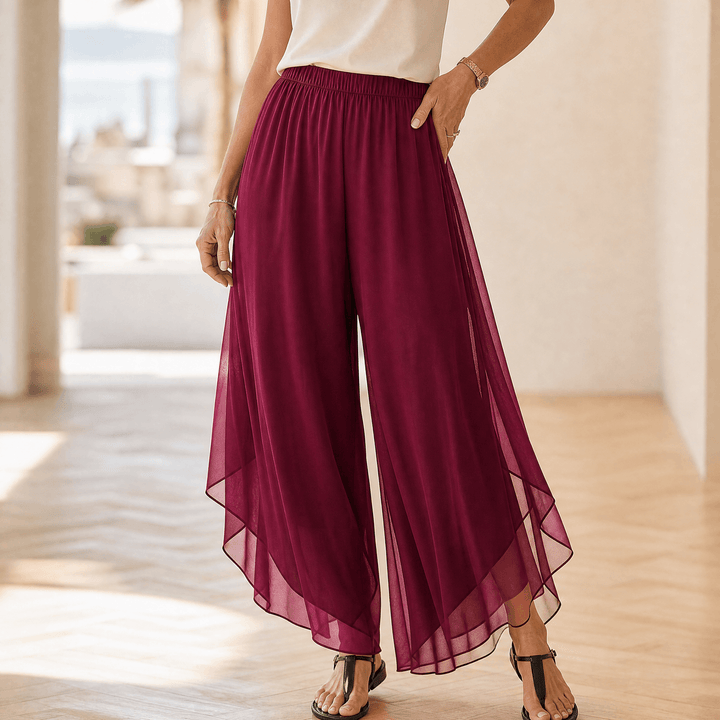 Florenza – Women's Flowy Palazzo Pants Wine