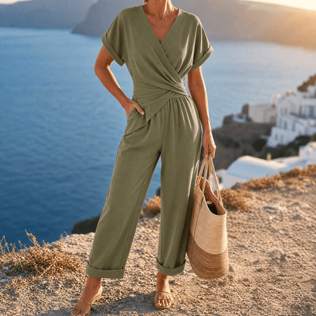 Florenza – Women's Wrap-Front Two-Piece Set Sage Olive / S