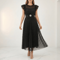 Floressa – Elegant Flutter Sleeve Midi Dress for Women