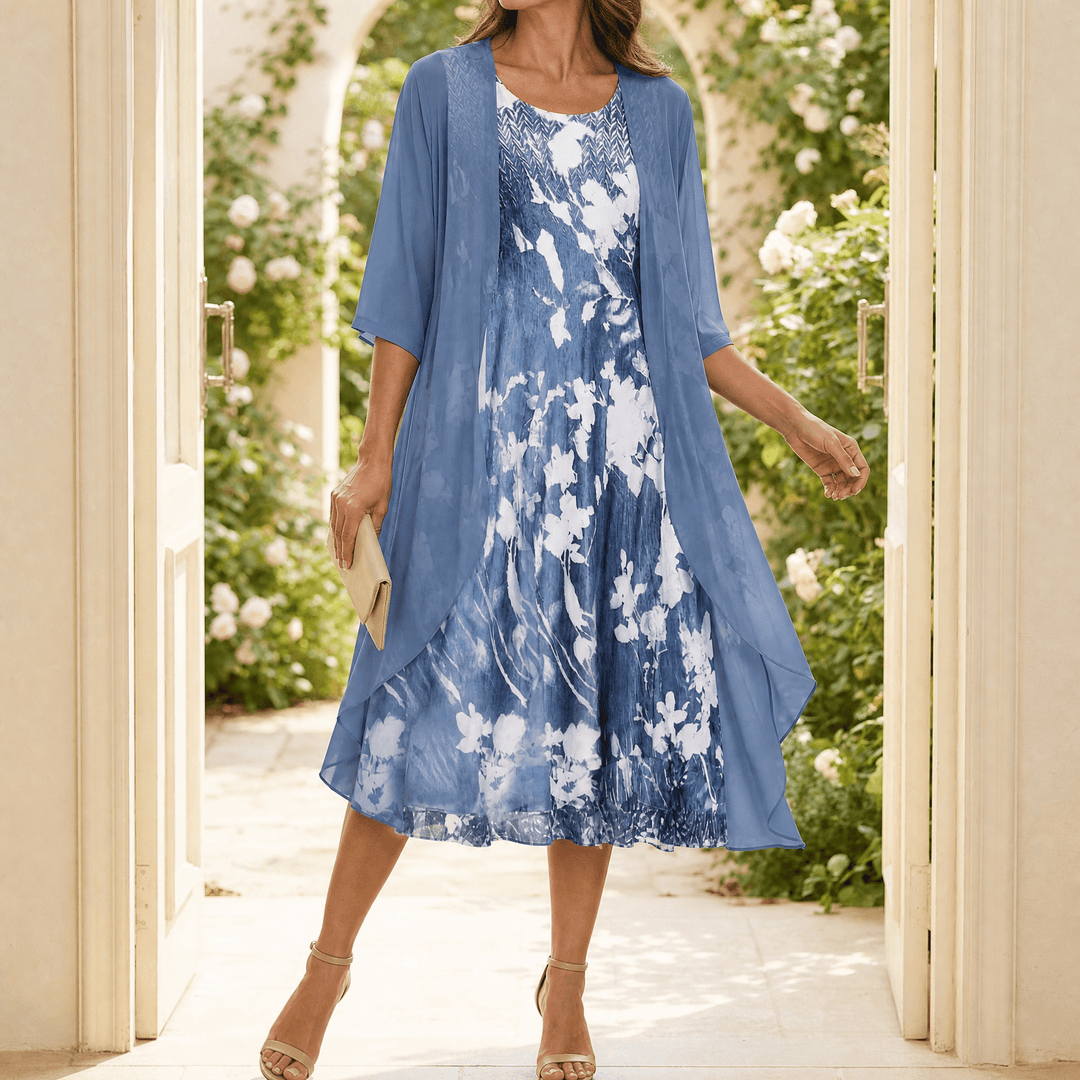Floressa – Floral Two Piece Dress Set Floral Blue