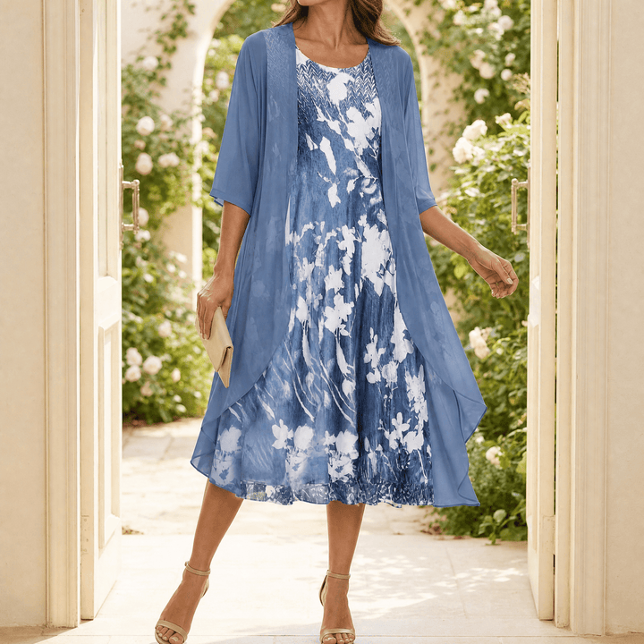 Floressa – Floral Two Piece Dress Set Floral Blue