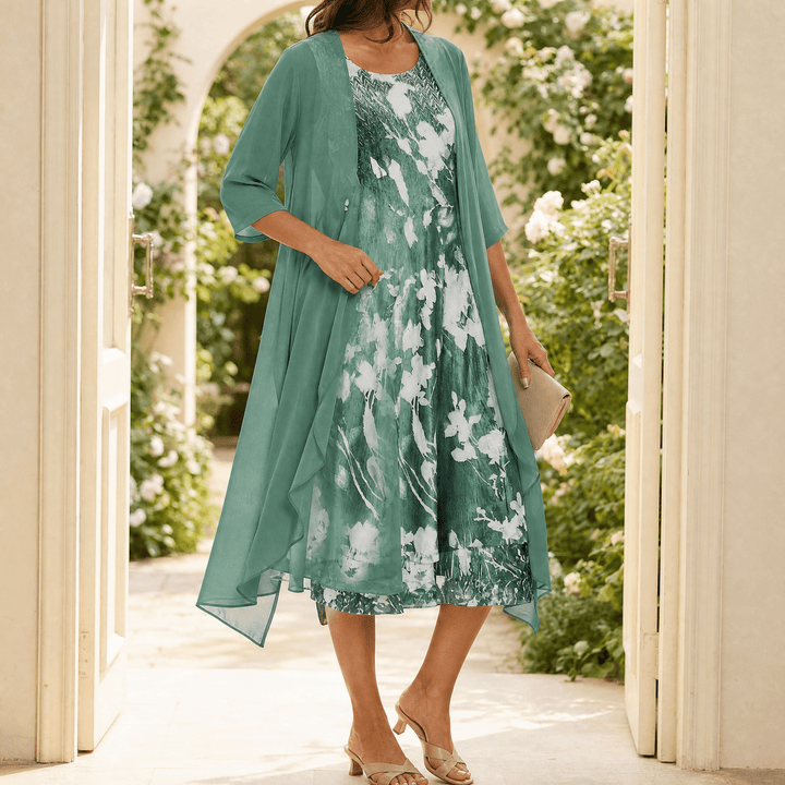 Floressa – Floral Two Piece Dress Set Floral Green