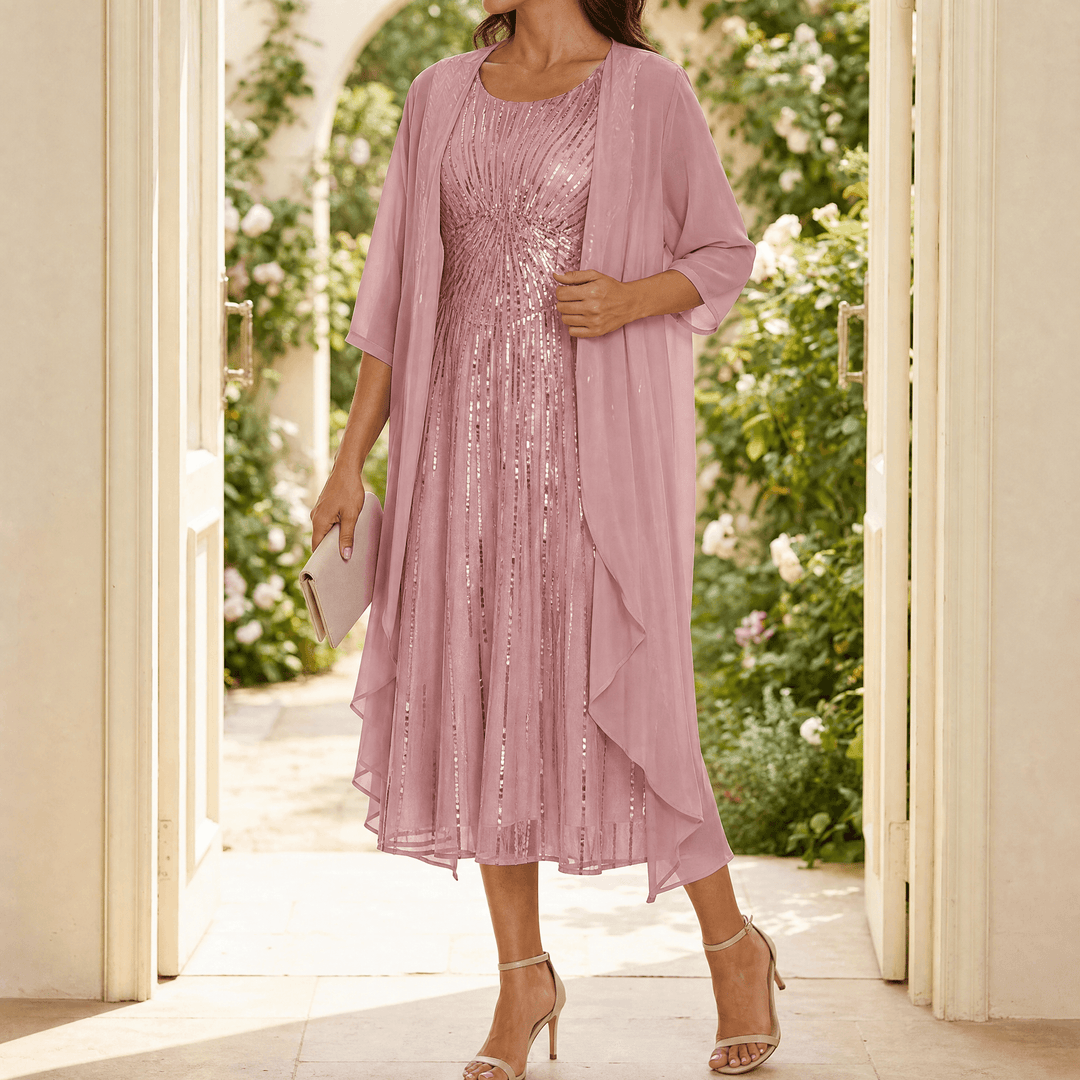 Floressa – Floral Two Piece Dress Set Pink