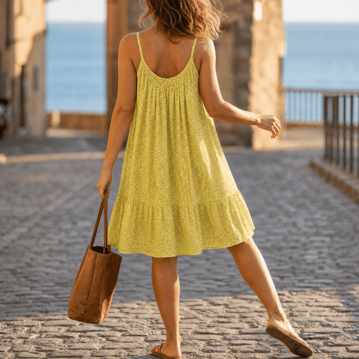 Floressa – Women’s Floral Slip Dress Lightweight A-Line yellow