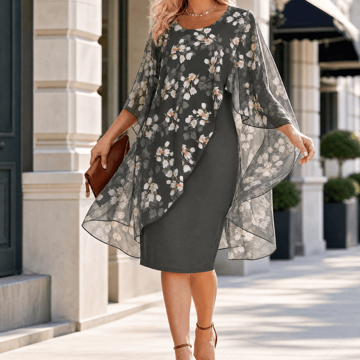 Florevia – Women's Elegant Overlay Sheath Dress Olive Green
