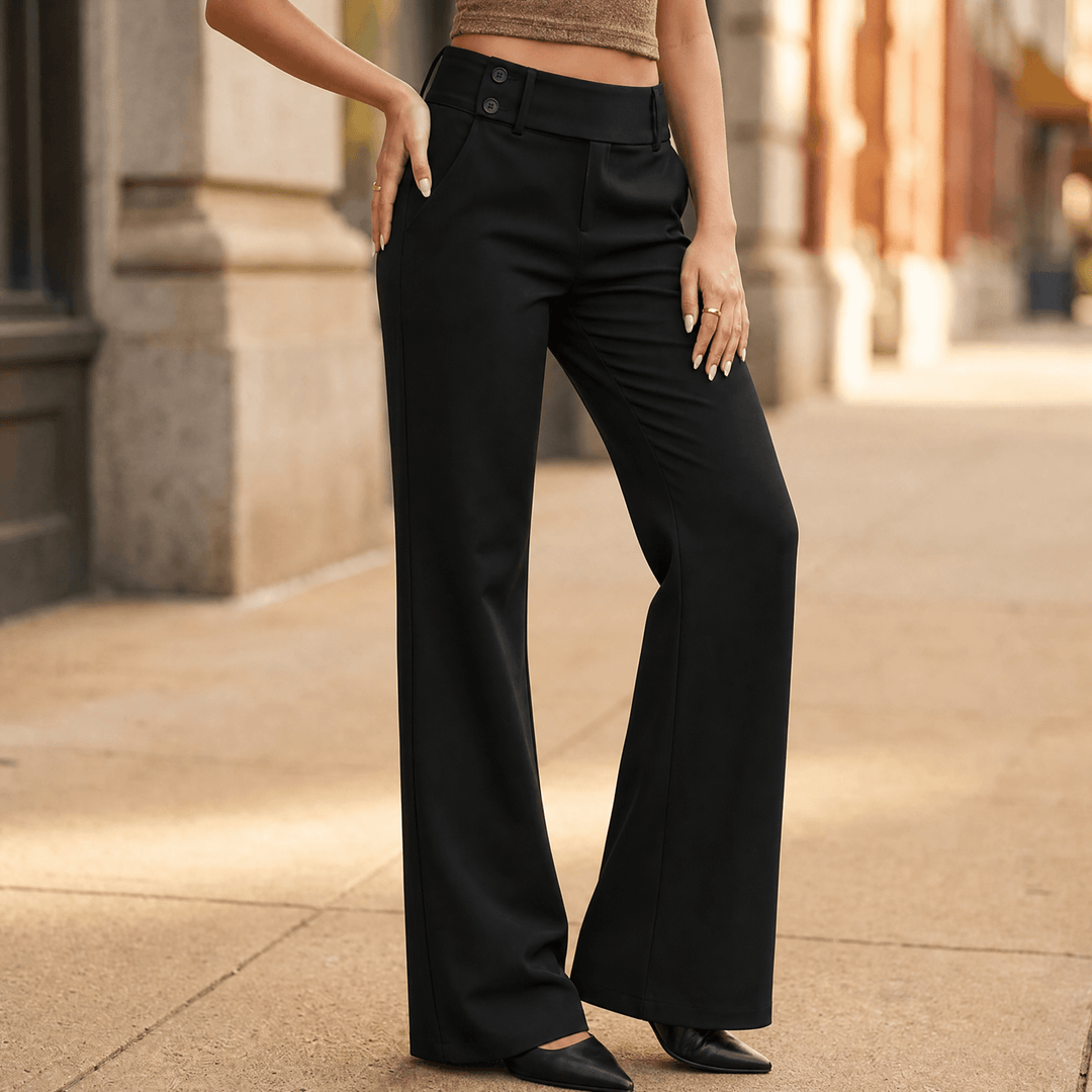 Florevia Women's Elongating Wide-Leg Flare Pants Black