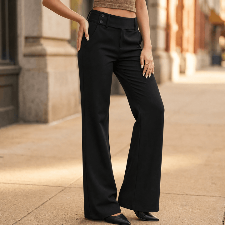 Florevia Women's Elongating Wide-Leg Flare Pants Black