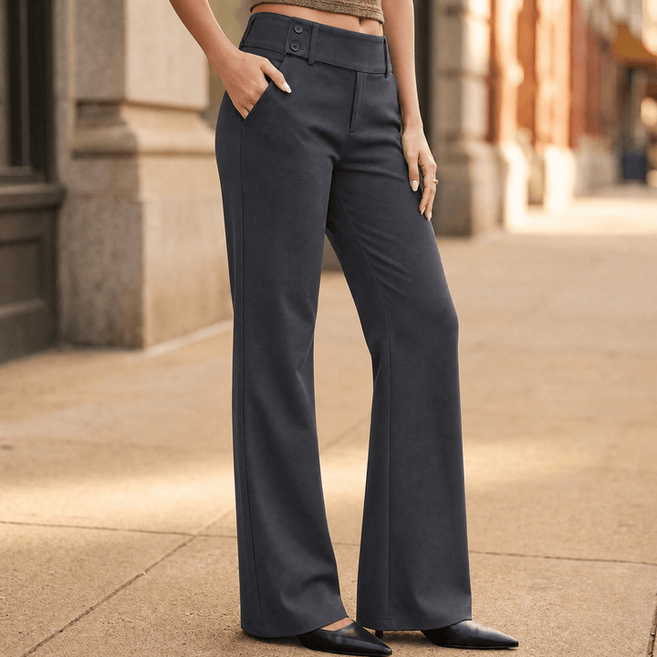 Florevia Women's Elongating Wide-Leg Flare Pants Dark Gray