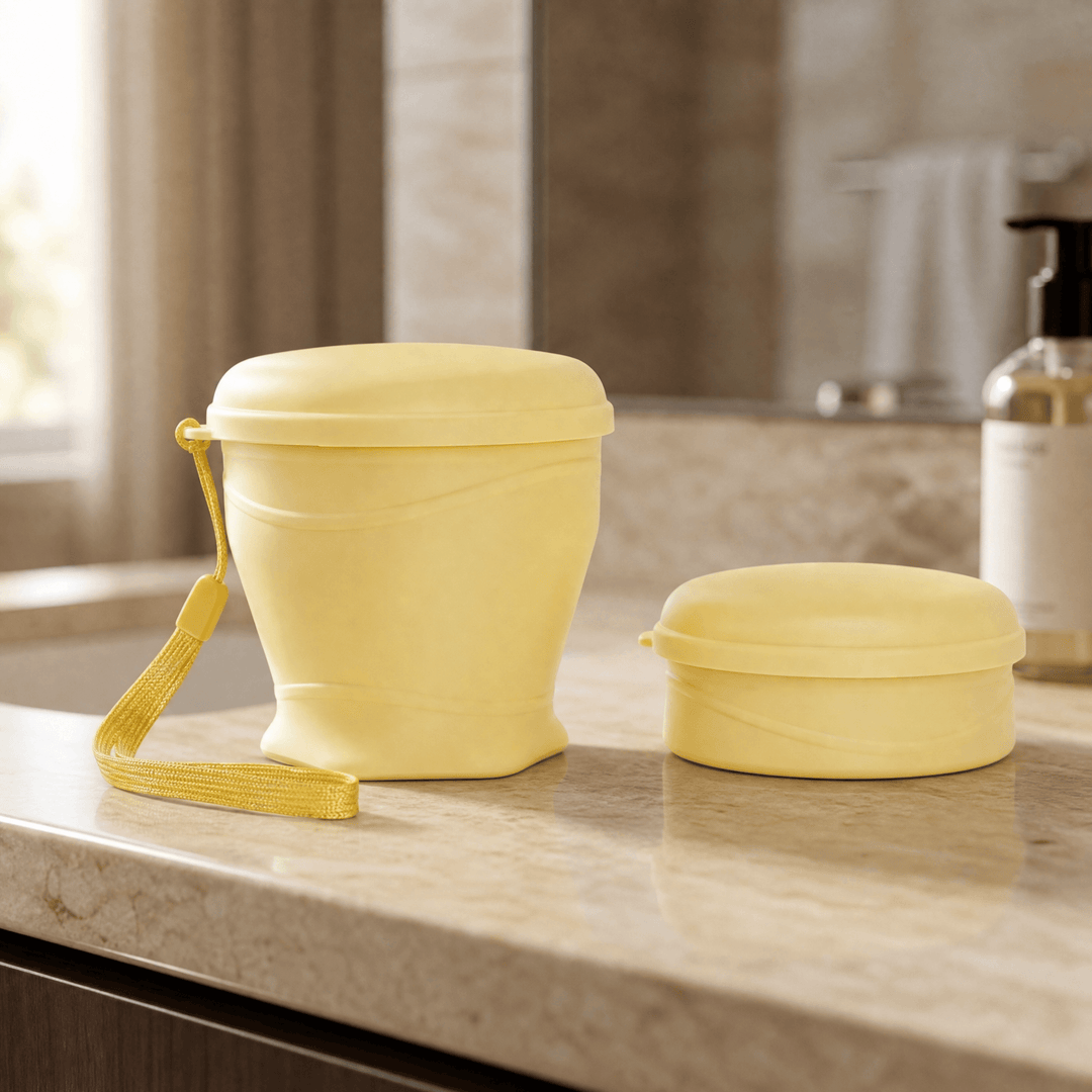 FoldSip – Collapsible Travel Cup with Leakproof Lid Butter Yellow
