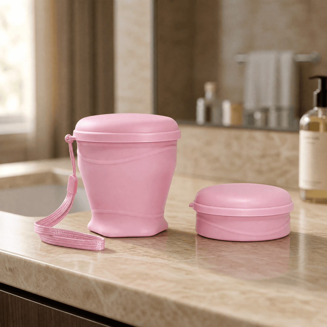 FoldSip – Collapsible Travel Cup with Leakproof Lid Dusty Pink