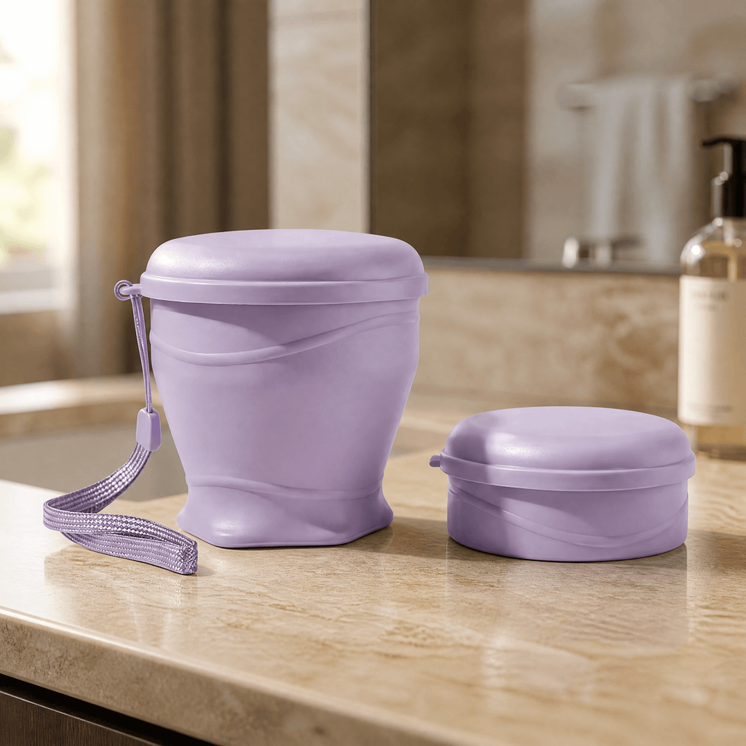 FoldSip – Collapsible Travel Cup with Leakproof Lid Soft Lavender
