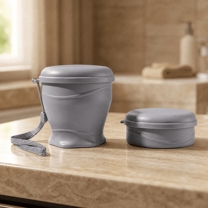 FoldSip – Collapsible Travel Cup with Leakproof Lid Stone Grey