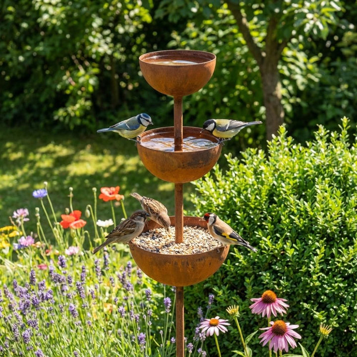 Birdwell – Rustic Copper Bird Bath Garden Stake