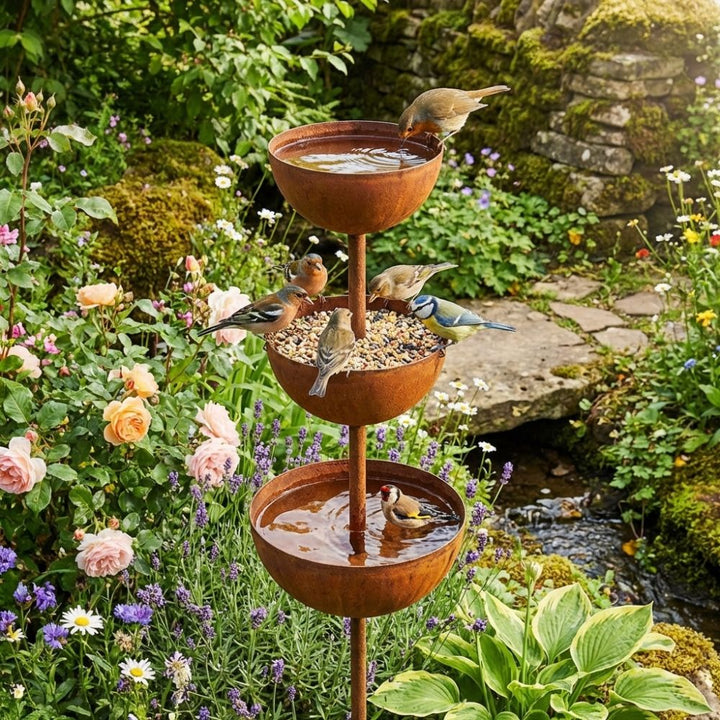 Birdwell – Rustic Copper Bird Bath Garden Stake