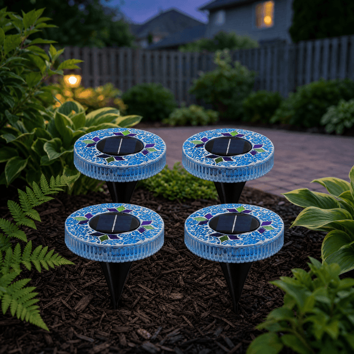 Glowmara – Decorative Mosaic Solar Path Lights Blue / 4-pack (4 pieces)