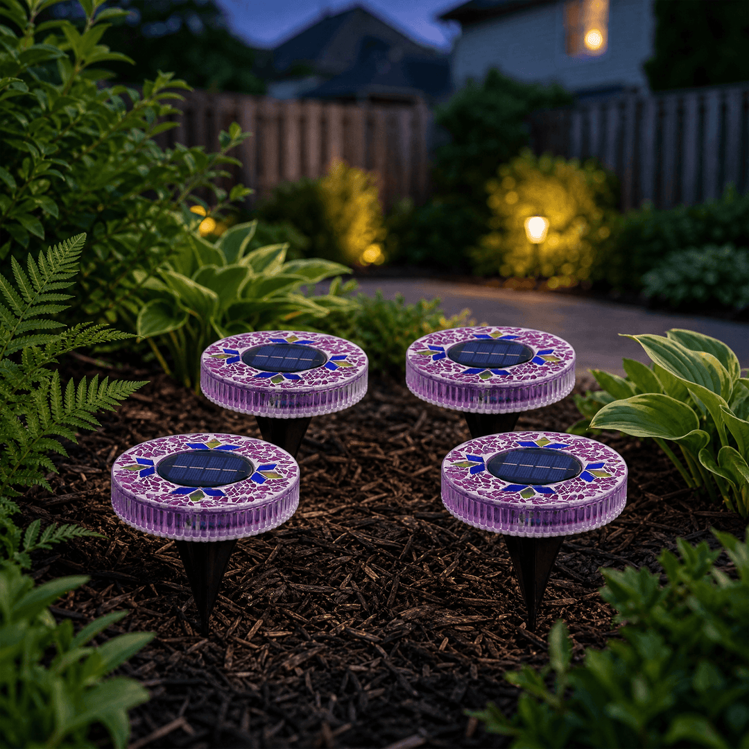 Glowmara – Decorative Mosaic Solar Path Lights Purple / 4-pack (4 pieces)