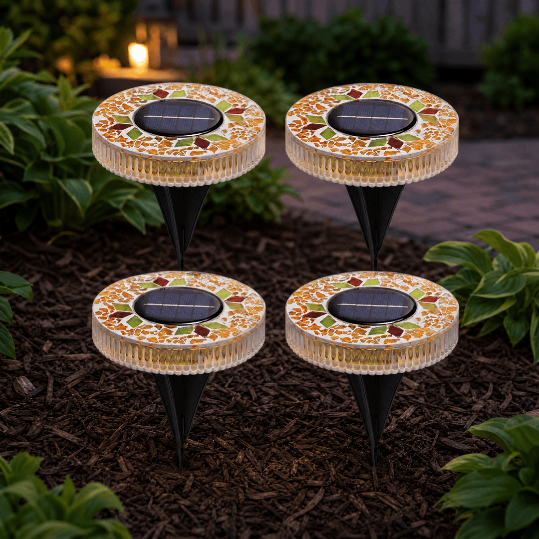 Glowmara – Decorative Mosaic Solar Path Lights Yellow / 4-pack (4 pieces)