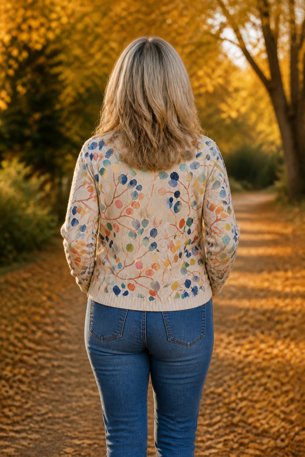 Threezip – Botanical Print Zip-Up Bomber Cardigan