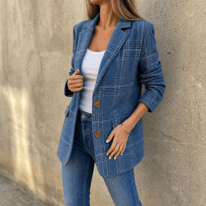 Hartlyn – Classic Glen Plaid Blazer Blue / S
