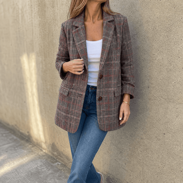 Hartlyn – Classic Glen Plaid Blazer Red / S
