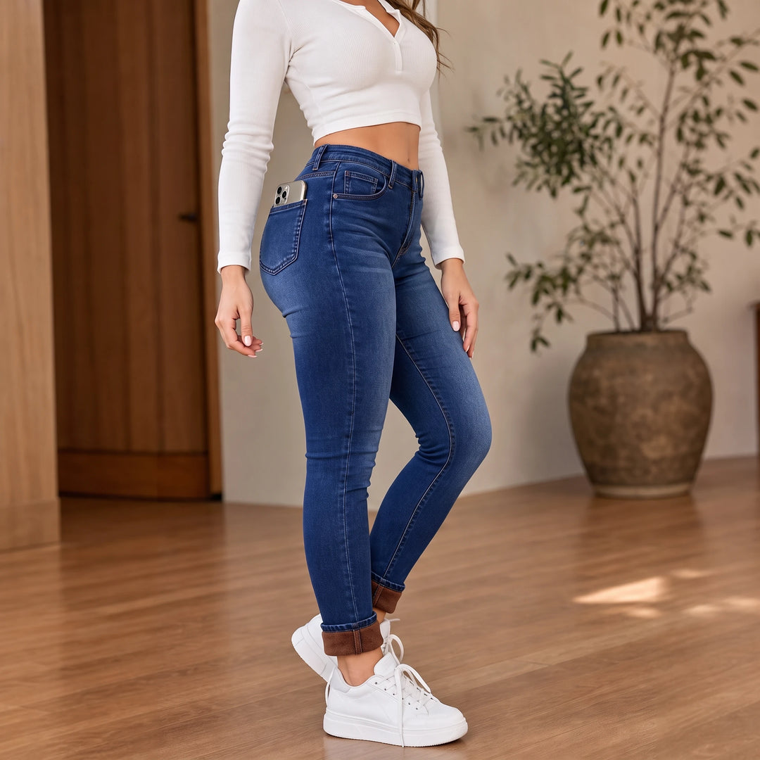 Veluna – Plush-Lined Stretch Skinny Jeans