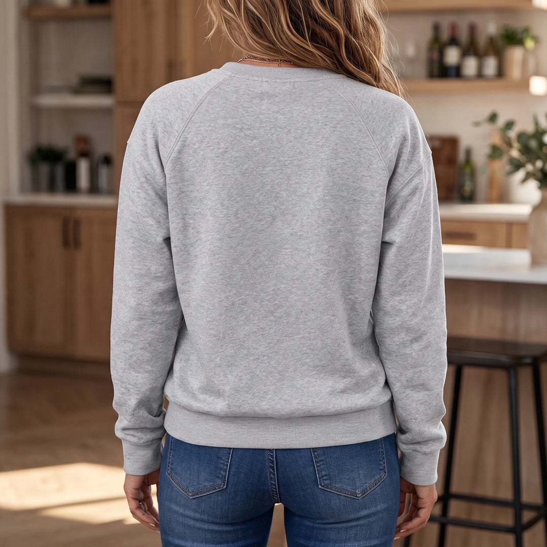 Vella – Split V-Neck Casual Sweatshirt
