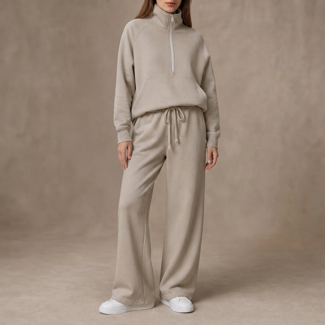Ease & Elsewhere – Ribbed Oversized Top And Wide-Leg Pants Set