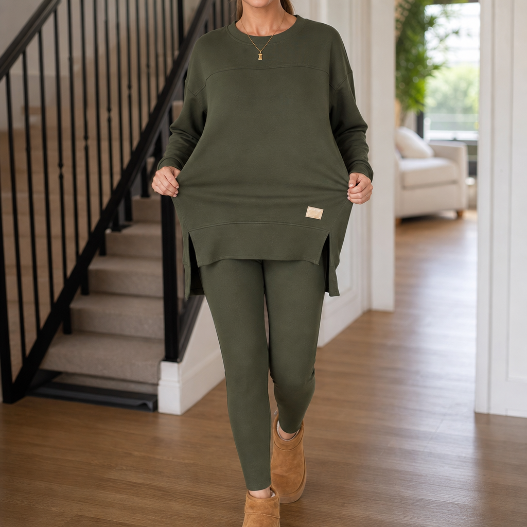 Wearbella – Split-Style Long-Sleeve Top And Pants Set