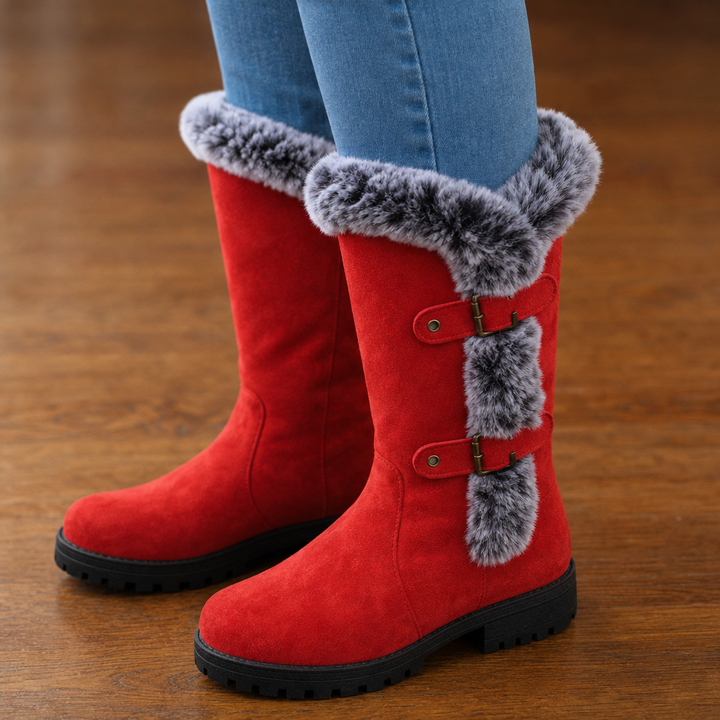 Frostella – Fur-Trimmed Suede Knee-High Winter Boots