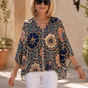 Wanderloom – V-Neck Blouse With A Drape That Skims, Not Clings