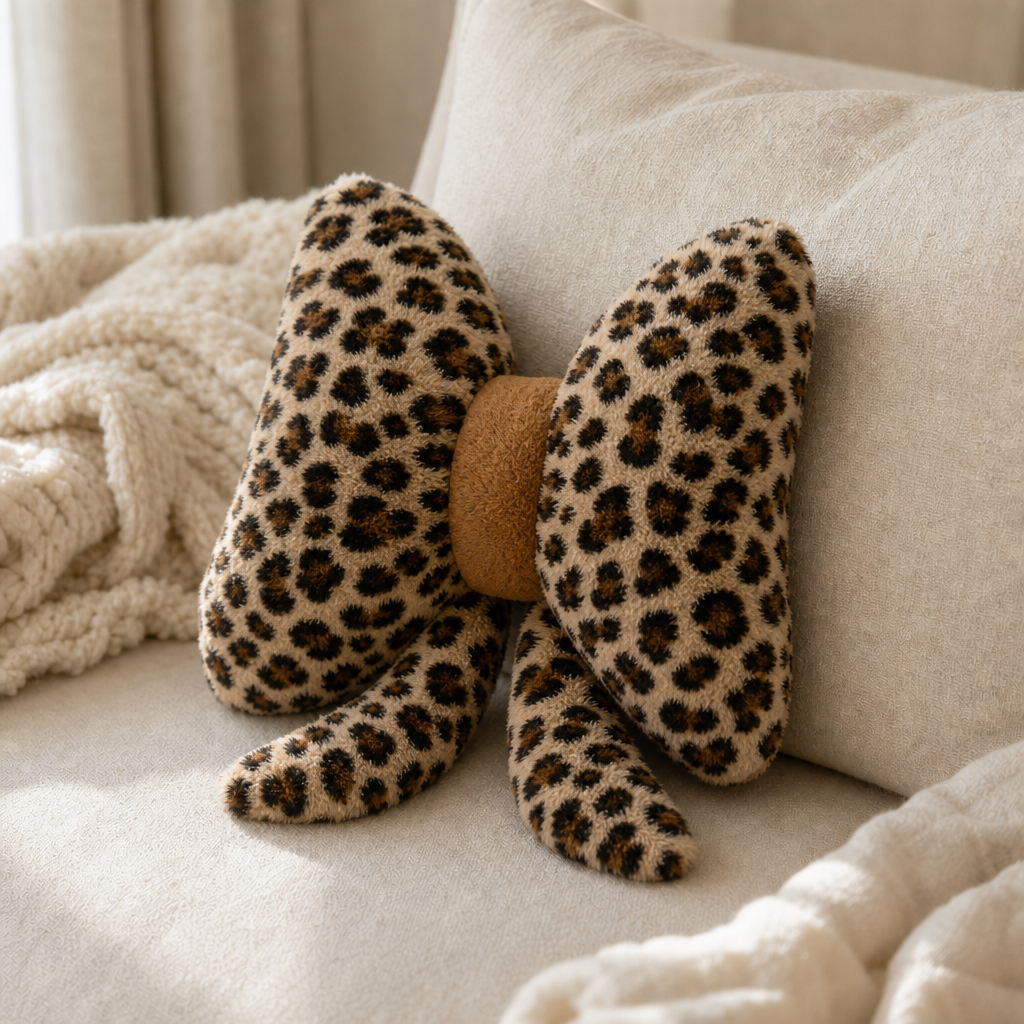 Bowvelle – Leopard Print Bowknot Throw Pillow