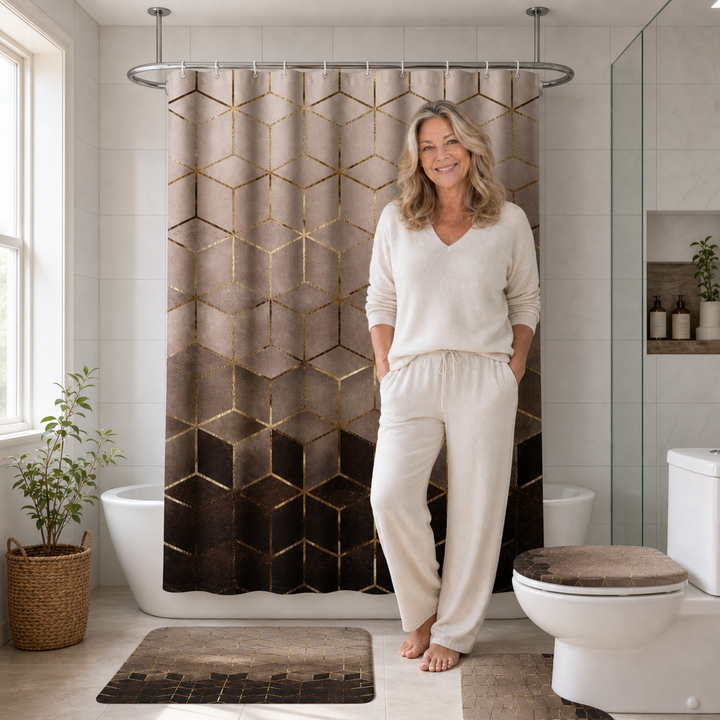 Marbella – Marble Print Waterproof Shower Curtain Set