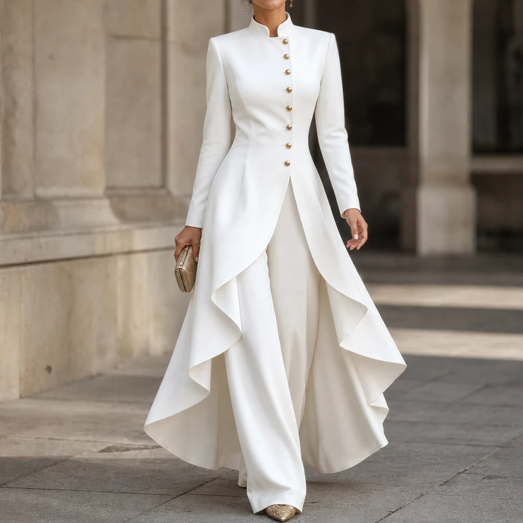 Doretta – Women's Longline Coat And Wide-Leg Pants Set