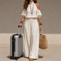 Driftbloom – Cold Shoulder Wide Leg Pants Set